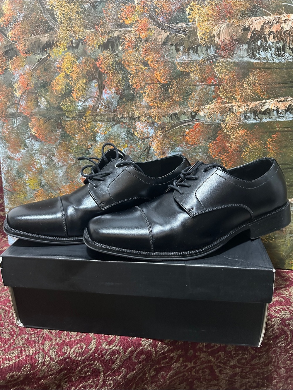 Alfani Black Cap-Toe Lace-Up Derby Dress Shoes